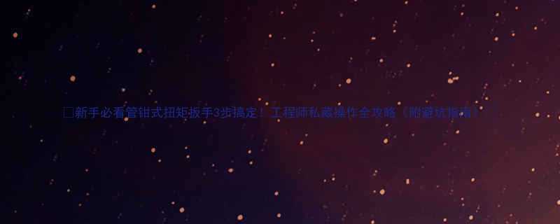 ✨新手必看管钳式扭矩扳手3步搞定！工程师私藏操作全攻略（附避坑指南）⚡