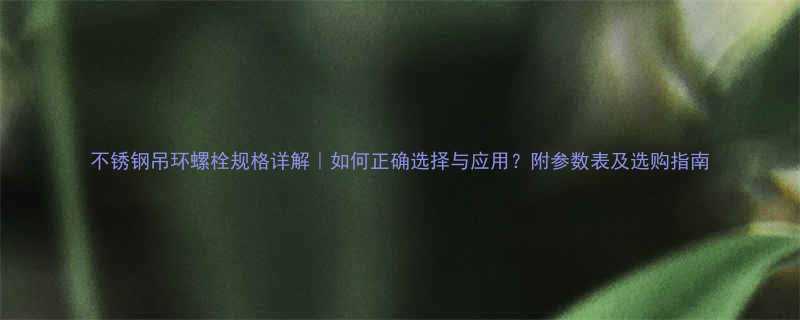 不锈钢吊环螺栓规格详解如何正确选择与应用附参数表及选购指南