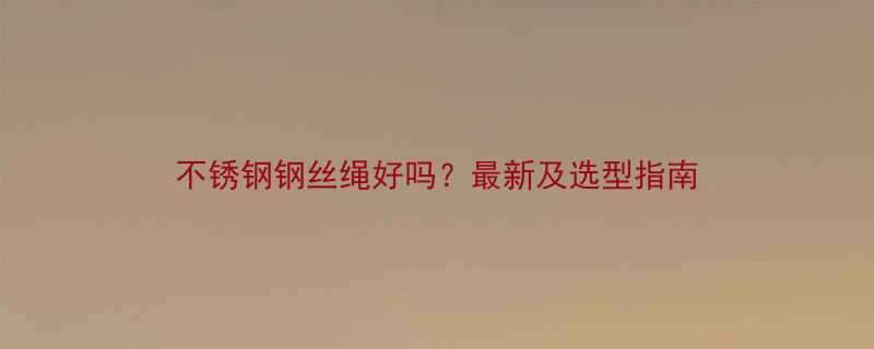 不锈钢钢丝绳好吗最新及选型指南