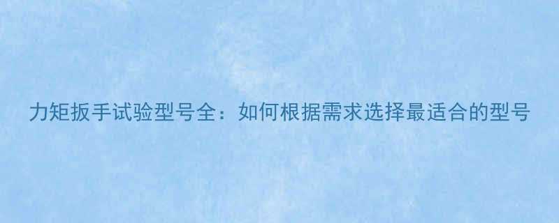 力矩扳手试验型号全如何根据需求选择最适合的型号