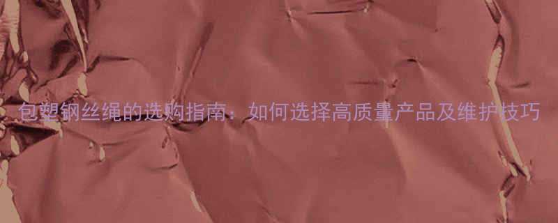 包塑钢丝绳的选购指南如何选择高质量产品及维护技巧
