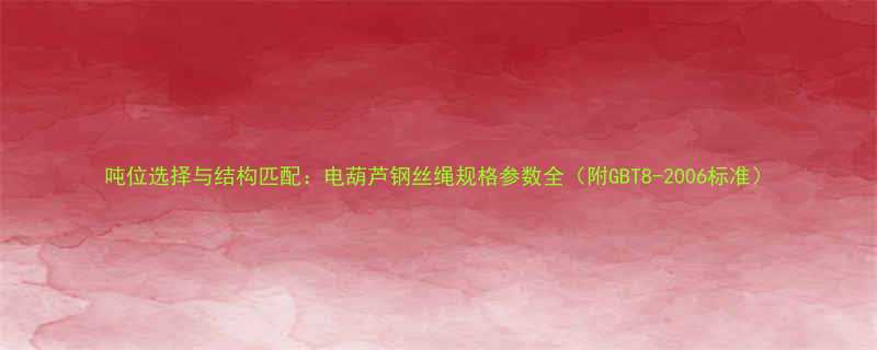 吨位选择与结构匹配电葫芦钢丝绳规格参数全附GBT8-2006标准