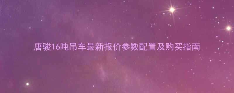 唐骏16吨吊车最新报价参数配置及购买指南