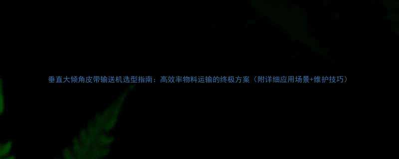 垂直大倾角皮带输送机选型指南高效率物料运输的终极方案附详细应用场景维护技巧