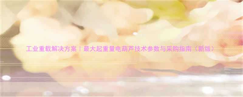 工业重载解决方案最大起重量电葫芦技术参数与采购指南新版