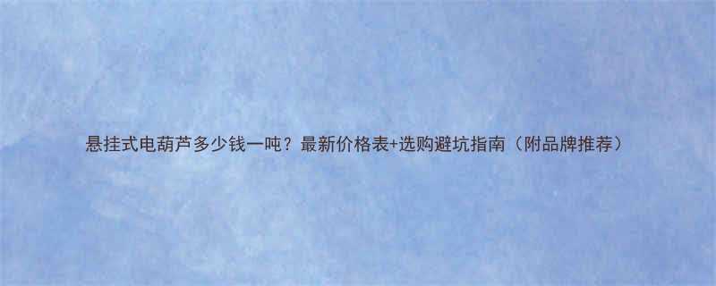 悬挂式电葫芦多少钱一吨最新价格表选购避坑指南附品牌推荐