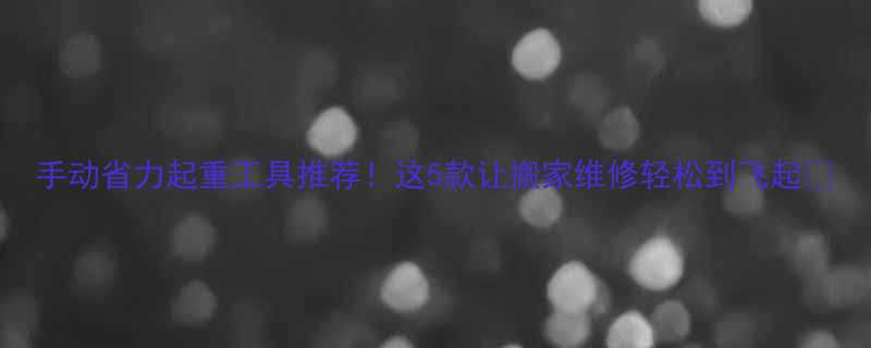 手动省力起重工具推荐这5款让搬家维修轻松到飞起