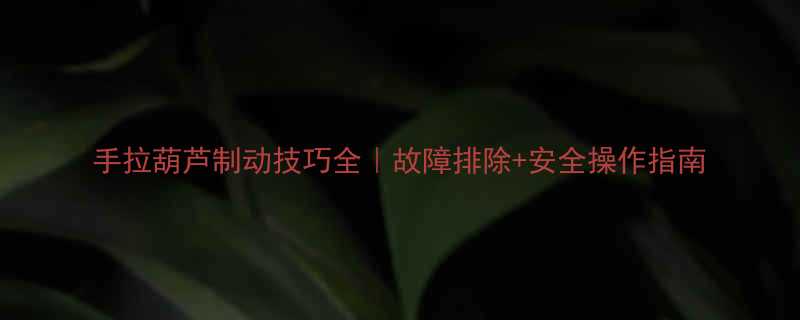 手拉葫芦制动技巧全故障排除安全操作指南