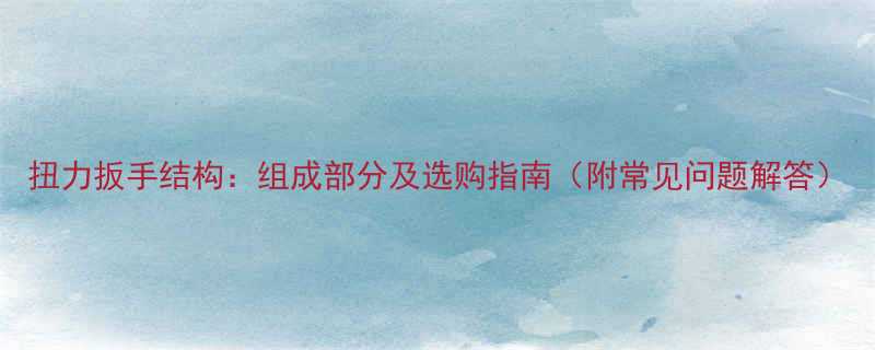 扭力扳手结构组成部分及选购指南附常见问题解答