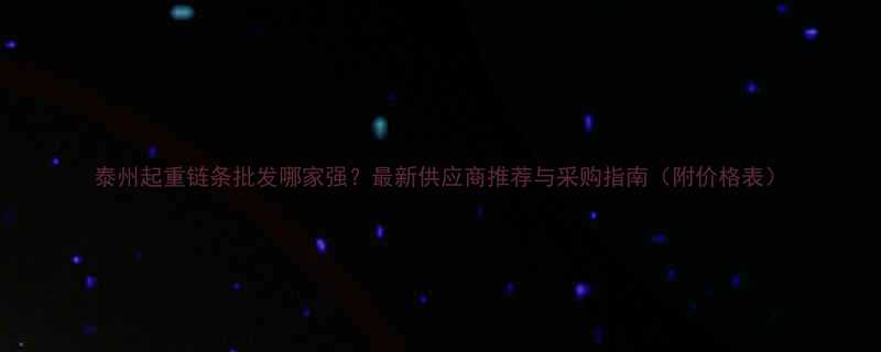 泰州起重链条批发哪家强最新供应商推荐与采购指南附价格表