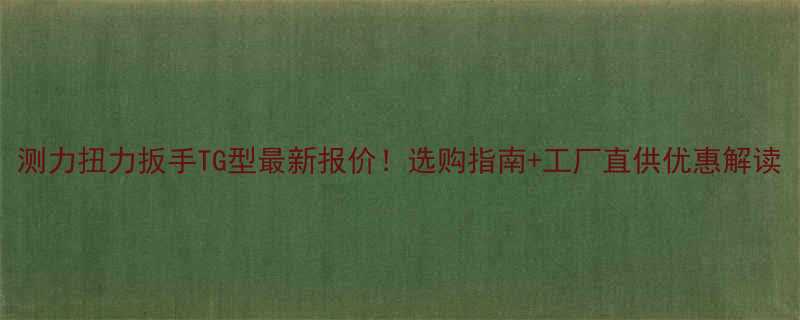 测力扭力扳手TG型最新报价选购指南工厂直供优惠解读