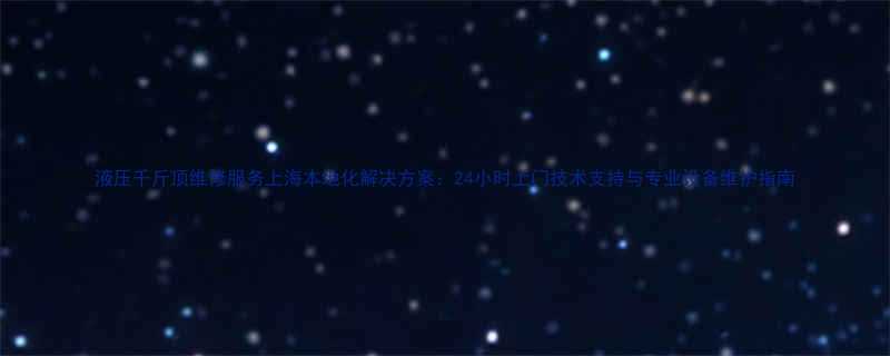 液压千斤顶维修服务上海本地化解决方案24小时上门技术支持与专业设备维护指南