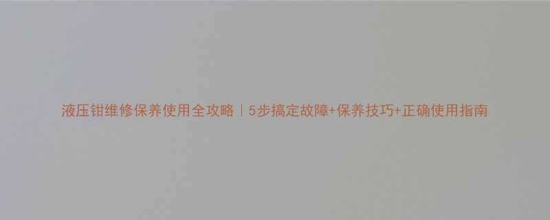 液压钳维修保养使用全攻略5步搞定故障保养技巧正确使用指南