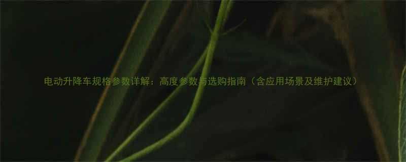 电动升降车规格参数详解高度参数与选购指南含应用场景及维护建议