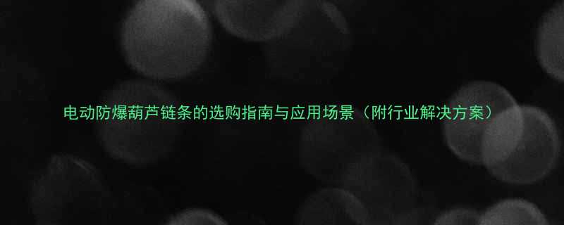 电动防爆葫芦链条的选购指南与应用场景（附行业解决方案）