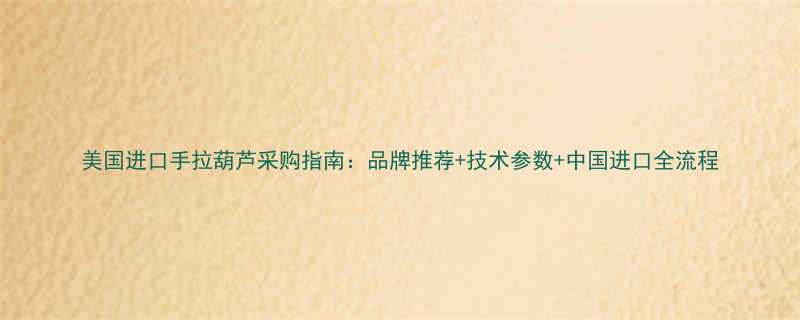 美国进口手拉葫芦采购指南品牌推荐技术参数中国进口全流程