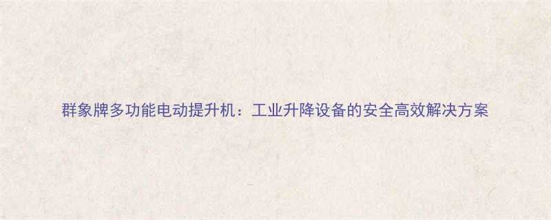群象牌多功能电动提升机工业升降设备的安全高效解决方案