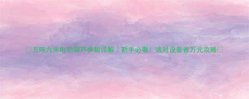 五吨九米电动葫芦参数详解新手必看选对设备省万元攻略