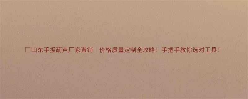 山东手扳葫芦厂家直销价格质量定制全攻略手把手教你选对工具