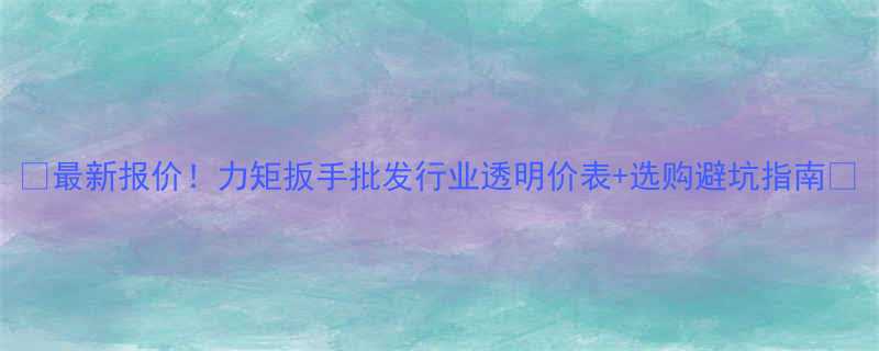 🔥最新报价！力矩扳手批发行业透明价表+选购避坑指南🔥