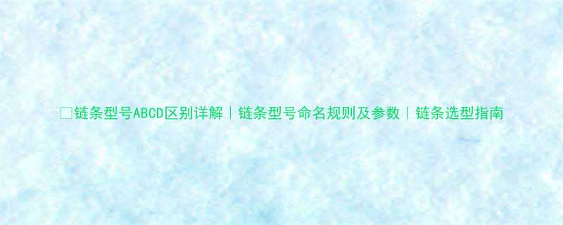 链条型号ABCD区别详解链条型号命名规则及参数链条选型指南
