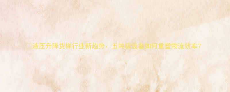 液压升降货梯行业新趋势五吨级设备如何重塑物流效率